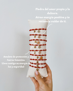 Pulsera Inicial con Piedra Ágata Rosa - Cuerda Roja